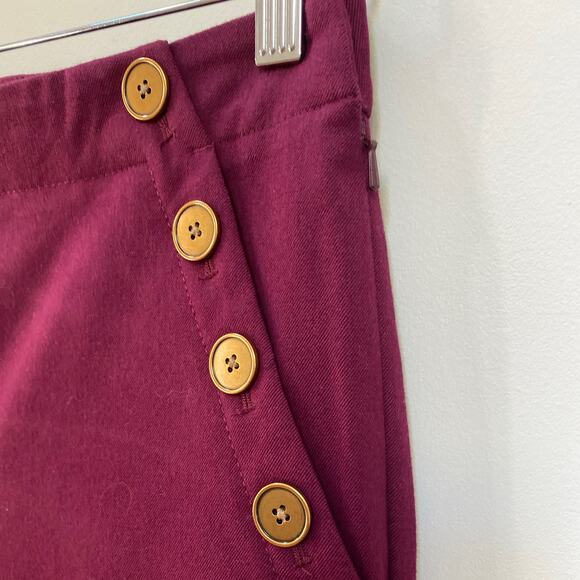Banana Republic Sloan Size 4 Gold Button Pants Maroon Burgundy Career Preppy - Picture 3 of 5